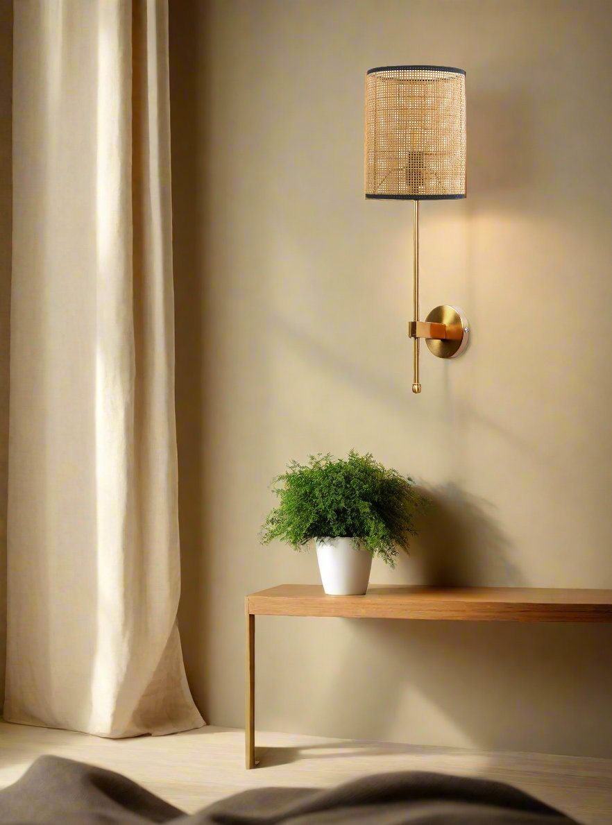 Bamboo Wall Light For Living Room | Cane Wall Lamp - Chaaya - Akway Lighting > Wall Lamps & Sconces (Image 5)
