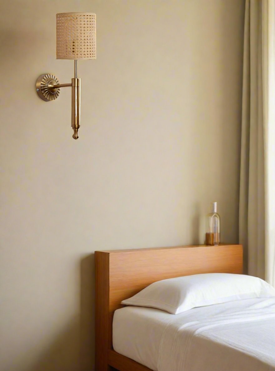 Cane Wall Lamp For Living Room | Bamboo Wall Light - Daksha - Akway Lighting > Wall Lamps & Sconces (Image 5)