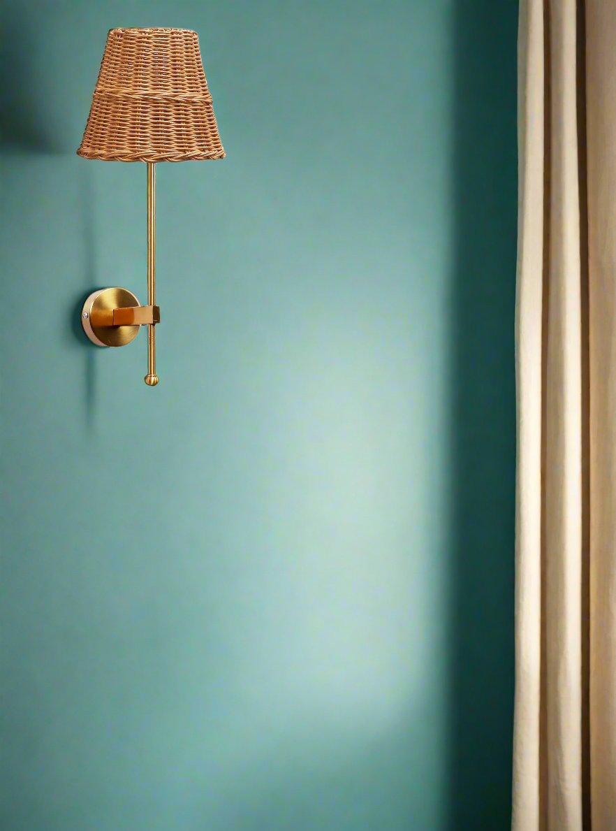 Cane Wall Light For Living Room | Bamboo Wall Lamp - Isha - Akway Lighting > Wall Lamps & Sconces (Image 7)