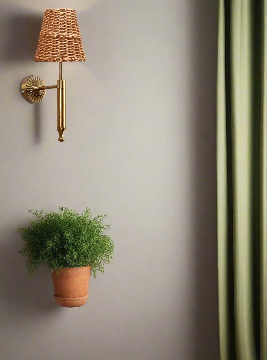 Rattan Wall Lamp For Living Room | Bamboo Wall Scone - Hema - Akway Lighting > Wall Lamps & Sconces (Image 5)