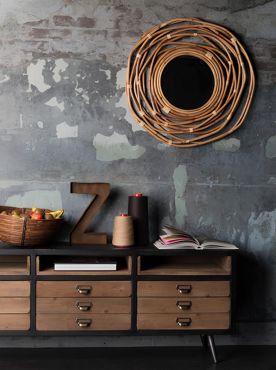 Bamboo Wall Mirror for living room | Cane Wall Mirror | Rattan Mirror - Ishana - Akway Uncategorized (Image 2)