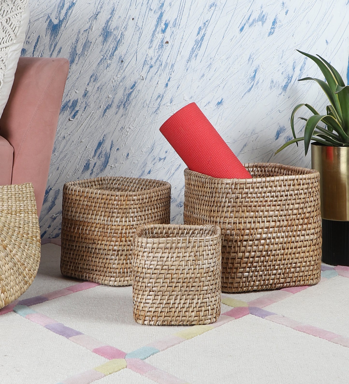 Rattan Planter | Cane Laundry Bin | Bamboo toy Storage - Navya - Akway