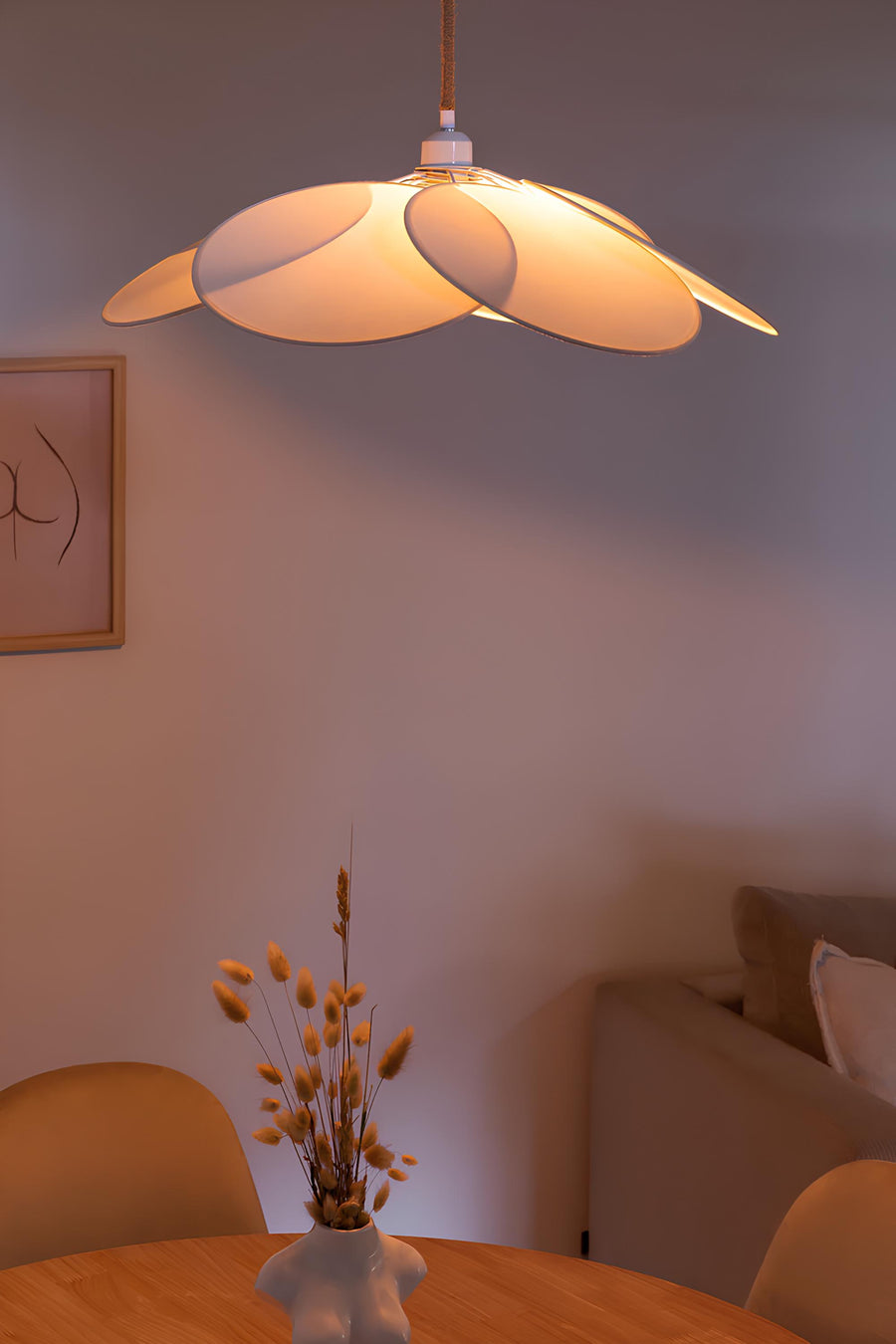 Contemporary Japandi Hanging Light for Bedroom - Kimaya by Akway