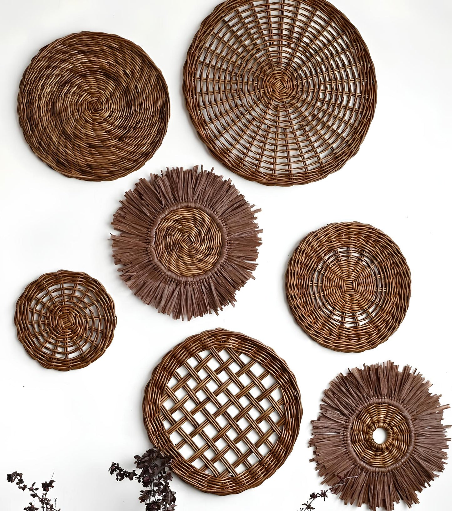 Wicker Wall Basket | Rattan Wall Decor | Bamboo Basket Decor - Anaisha - Akway
