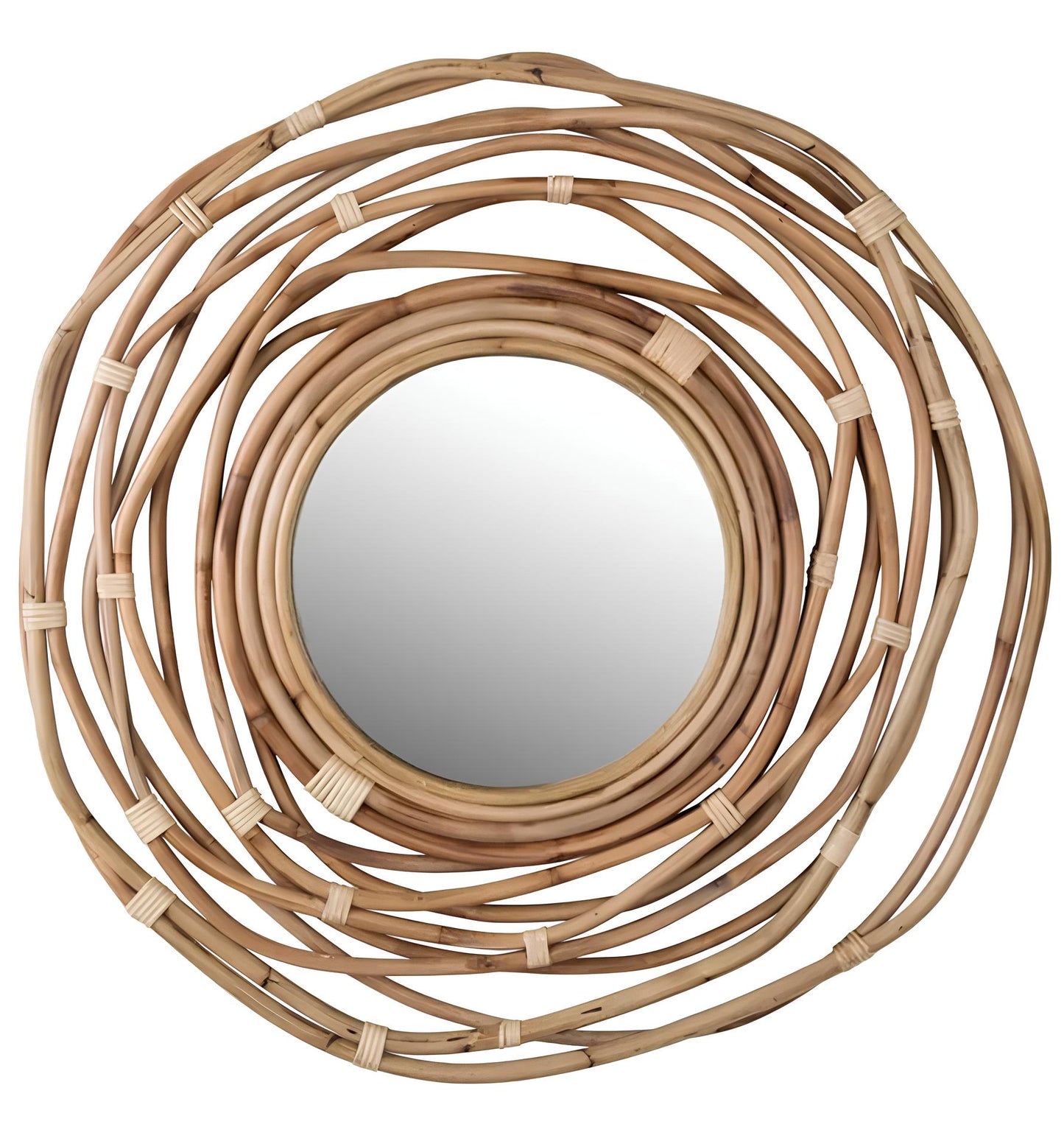 Bamboo Wall Mirror for living room | Cane Wall Mirror | Rattan Mirror - Ishana - Akway Uncategorized (Image 1)