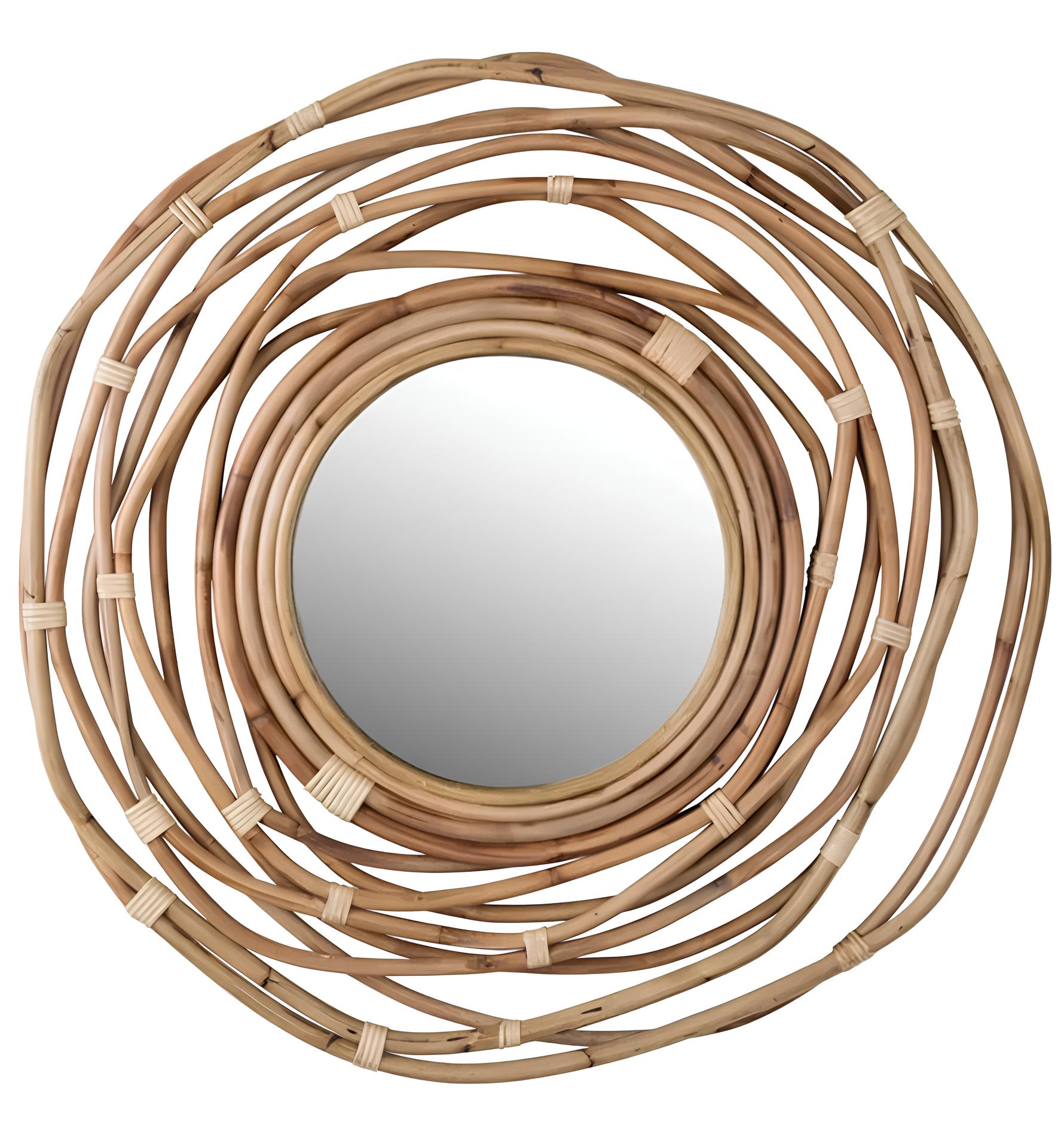 Bamboo Wall Mirror for living room | Cane Wall Mirror | Rattan Mirror - Ishana - Akway Uncategorized (Image 1)