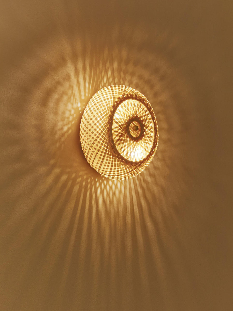 Bamboo Wall lamps For Living Room | Rattan Wall scones | Wicker Wall Lamps | Cane Wall Scones - Salena - Akway