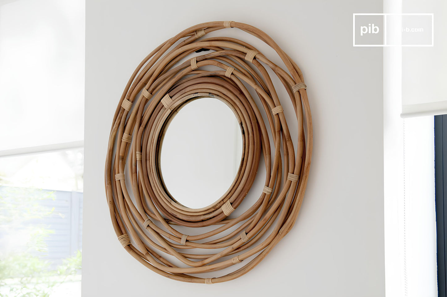 Bamboo Wall Mirror for living room | Cane Wall Mirror | Rattan Mirror - Ishana - Akway Uncategorized (Image 3)