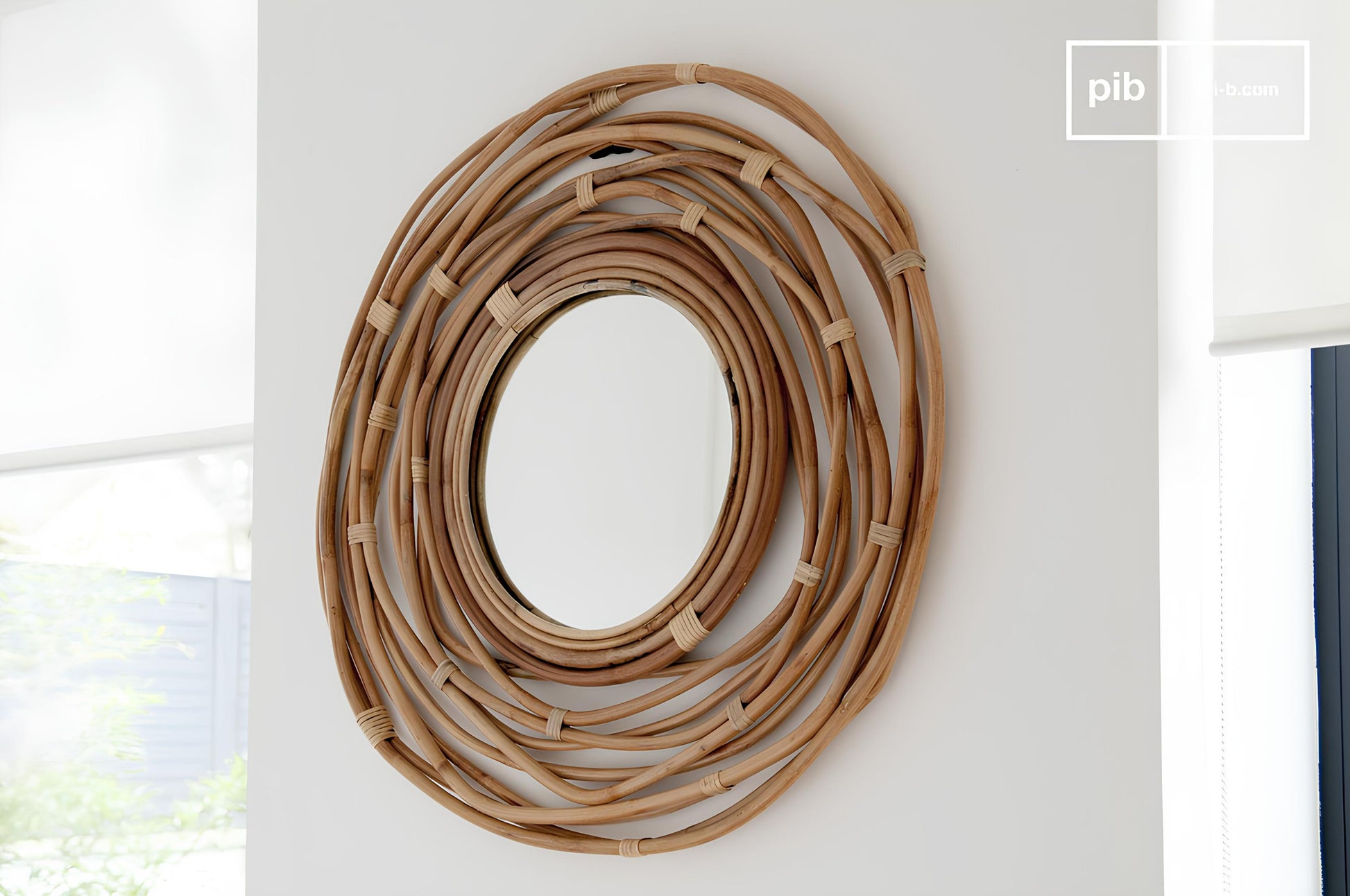 Bamboo Wall Mirror for living room | Cane Wall Mirror | Rattan Mirror - Ishana - Akway Uncategorized (Image 3)