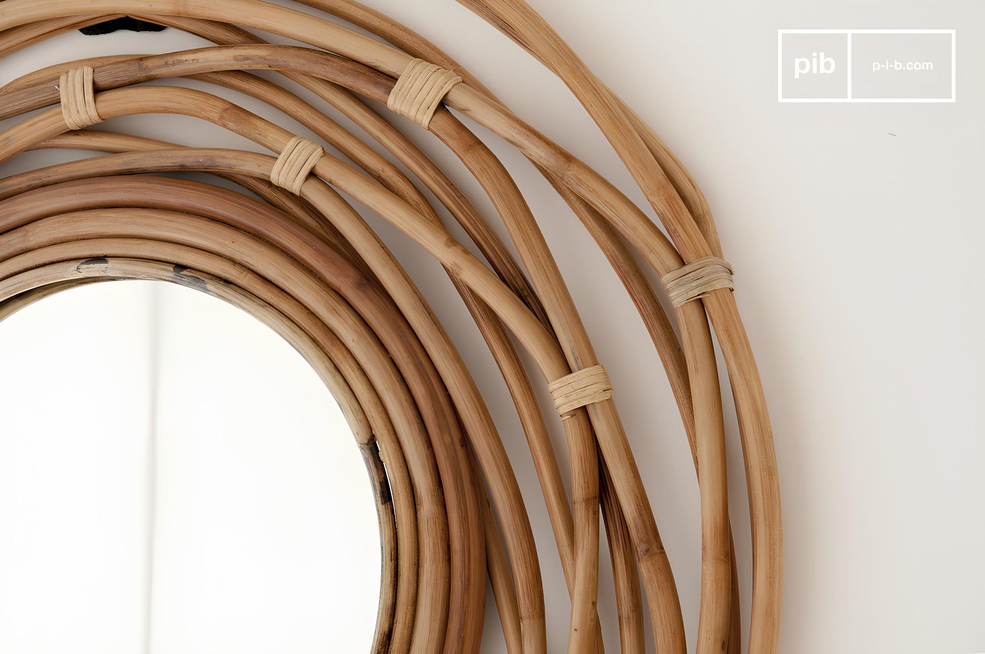 Bamboo Wall Mirror for living room | Cane Wall Mirror | Rattan Mirror - Ishana - Akway Uncategorized (Image 6)