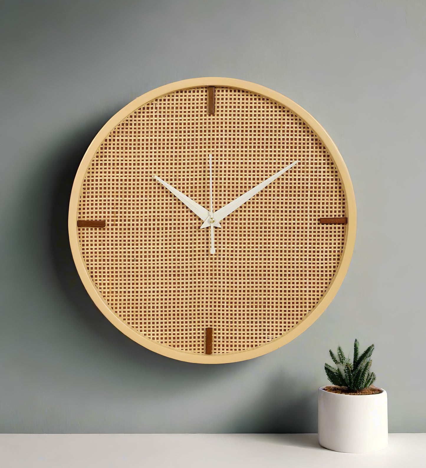 Rattan Wall Clock for Living Room Stylish - Handwoven Bamboo Clock for Home, Kitchen, Hall | Boho Decorative Round Wicker Wal