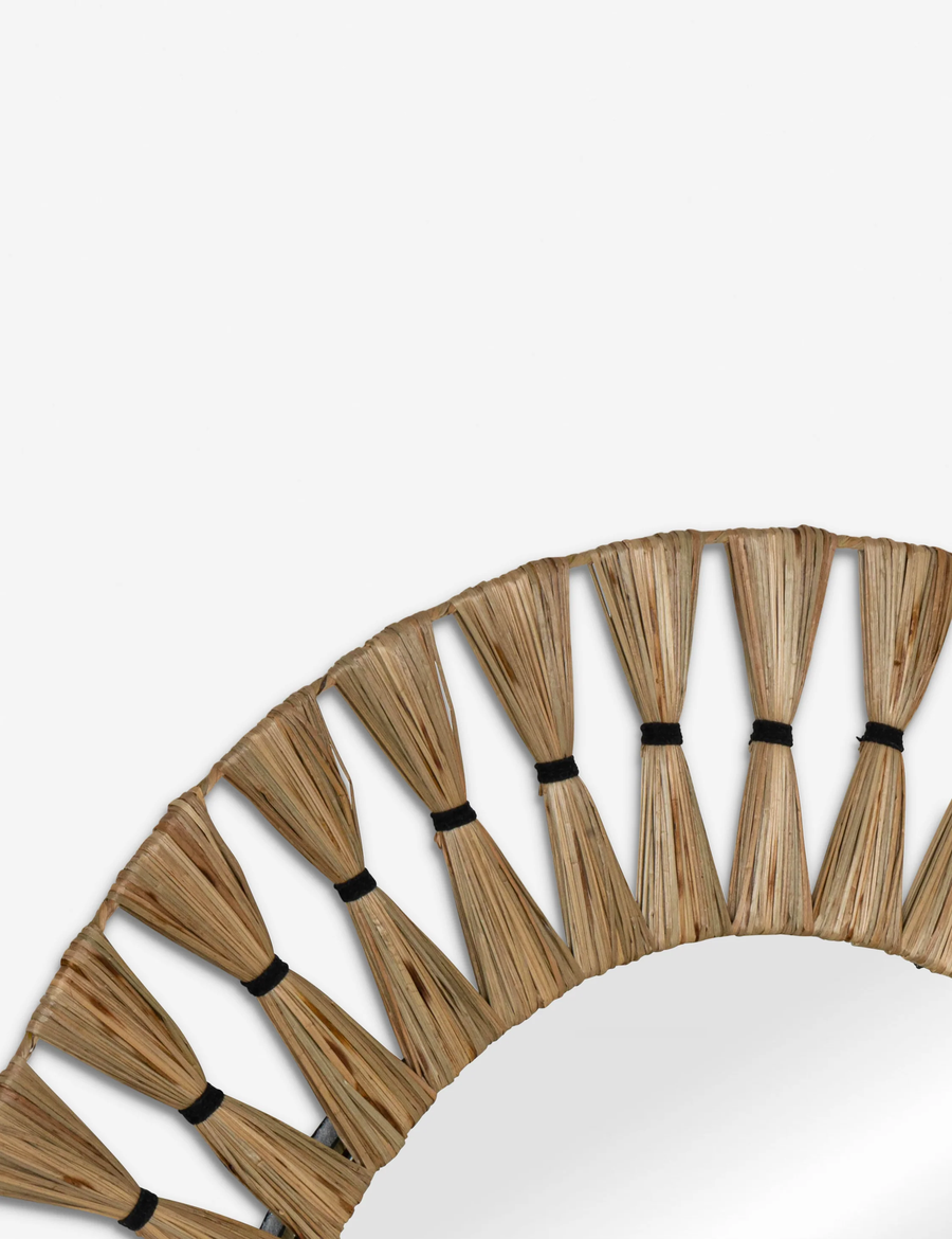 Bamboo Wall Mirror for living room | Cane Wall Mirror | Rattan Mirror - Adah - Akway