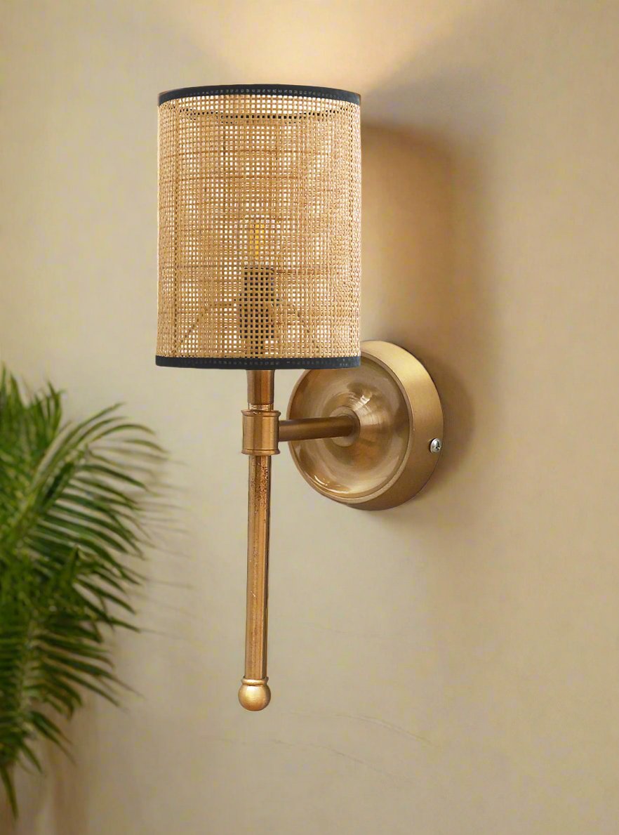Bamboo Wall Lamp For Living Room | Rattan Wall Scone - Adya - Akway Lighting > Wall Lamps & Sconces (Image 1)
