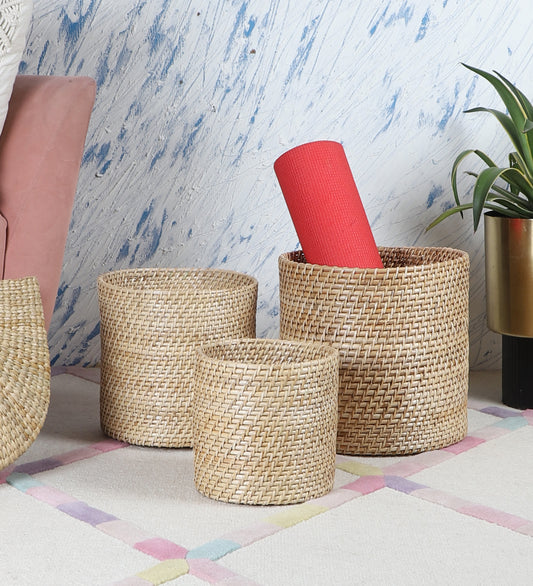 Rattan Planter | Cane Laundry Bin | Bamboo toy Storage - Mirai - Akway