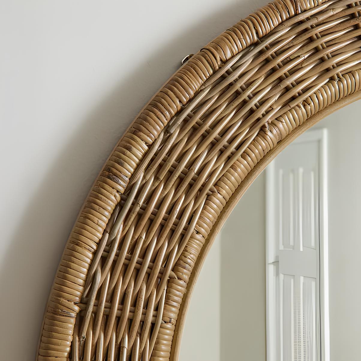 Bamboo Wall Mirror for living room | Cane Wall Mirror | Rattan Mirror - Ishita - Akway Uncategorized (Image 3)