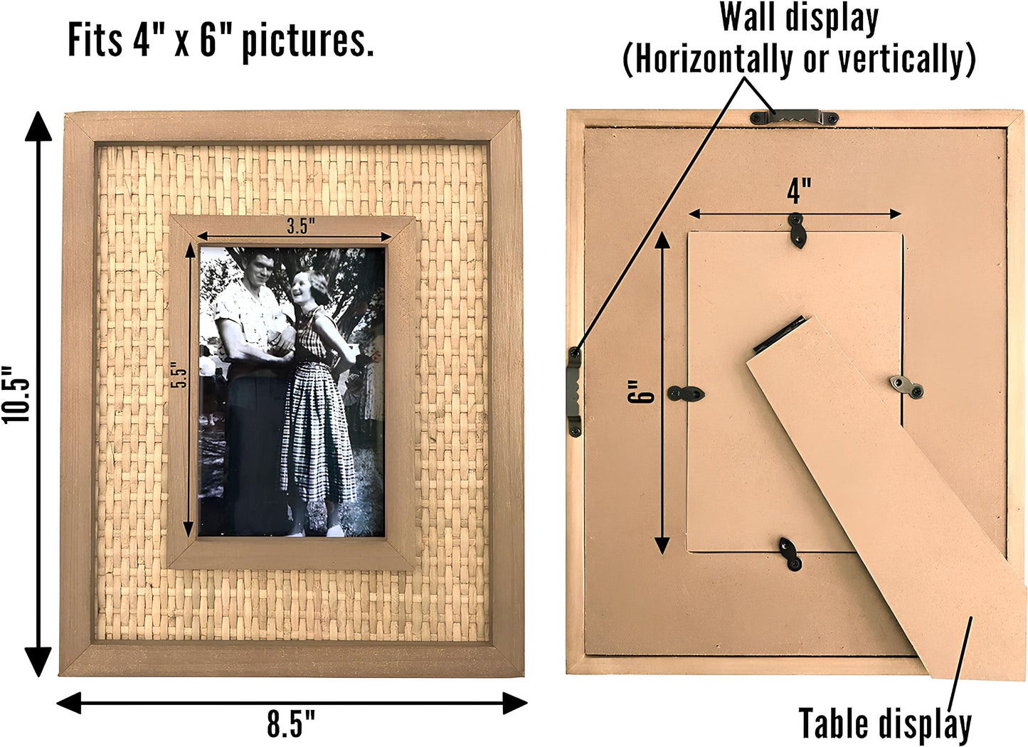 Rattan Photo Frame | Cane Photo Frame | Bamboo Photo Frame - Anaisha - Akway