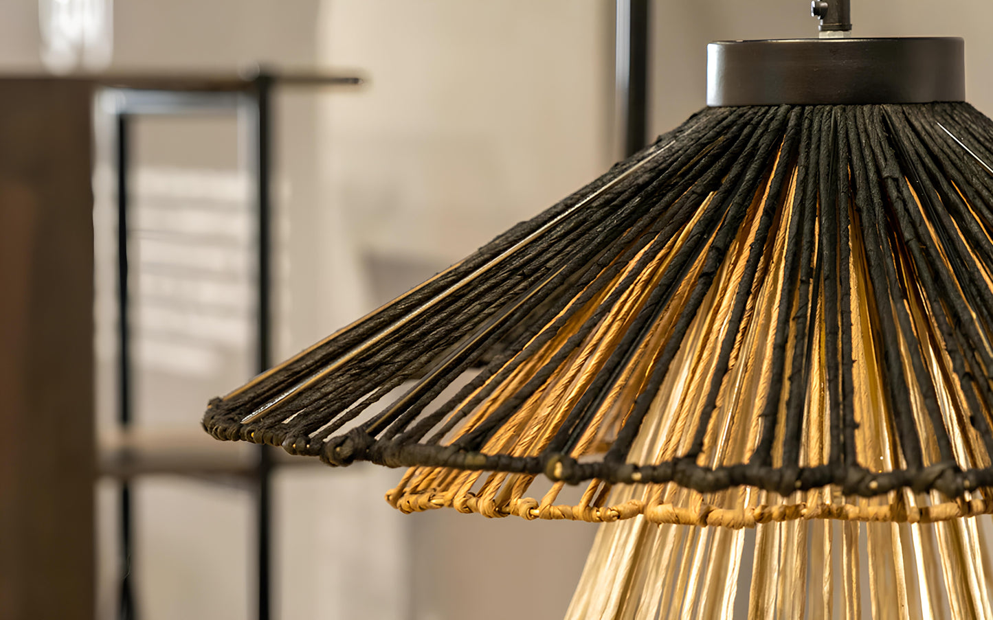 Bamboo Hanging lamp for Living Room | Rattan Pendant light | Cane ceiling light - Artha - Akway Home > Pendant Lights (Image