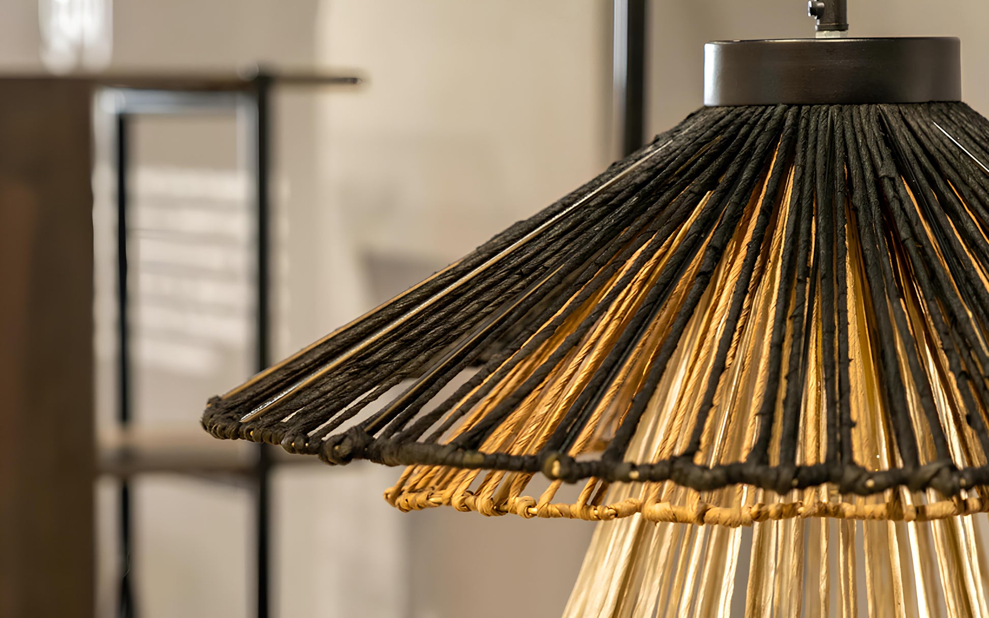 Bamboo Hanging lamp for Living Room | Rattan Pendant light | Cane ceiling light - Artha - Akway Home > Pendant Lights (Image