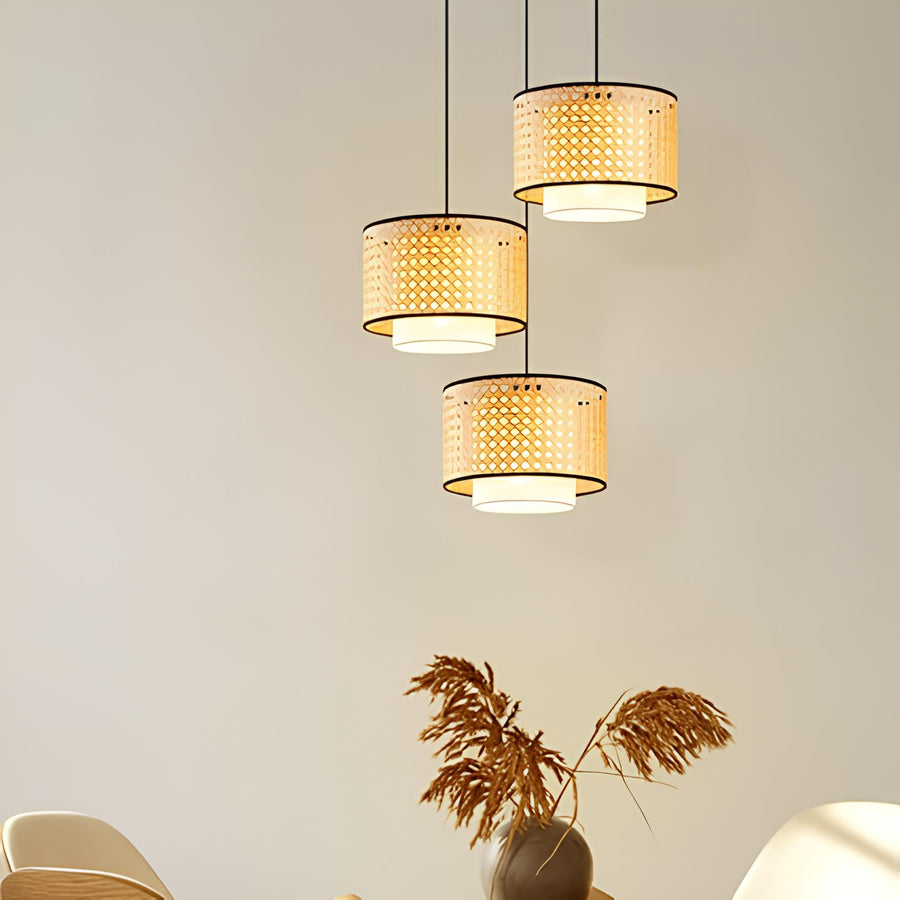 Rattan Hanging lamp for Living Room | Cane Pendant light | Wicker ceiling light - Deepti (Single) - Akway Uncategorized (Imag