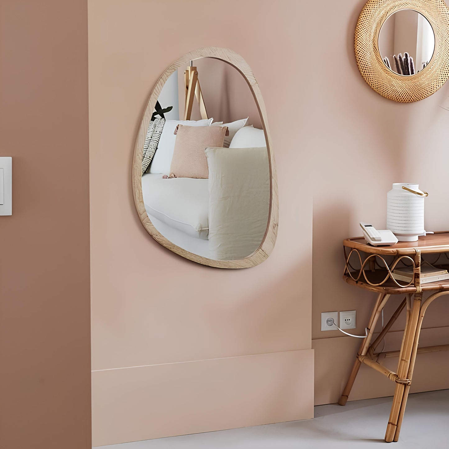 Bamboo Wall Mirror for living room | Cane Wall Mirror | Rattan Mirror - Bond