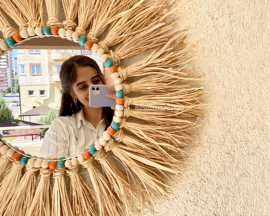 Wicker Wall Basket | Rattan Wall Decor | Bamboo Basket Decor - Ishana - Akway