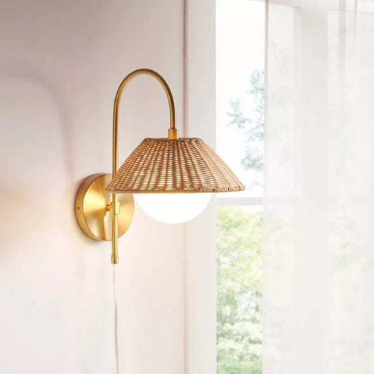 Bamboo Wall lamps For Living Room | Rattan Wall scones | Wicker Wall Lamps | Cane Wall Scones - Idhant - Akway Lighting > Wal