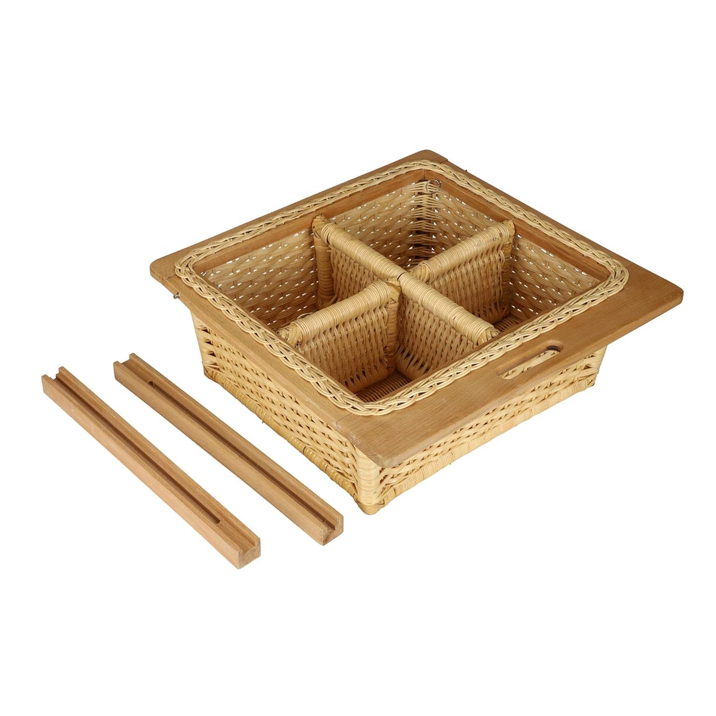 Wicker Basket for Kitchen With Double Partition | Potato Basket 22.5 x 20 x 8 - Eliana - Akway Home Improvement > Shelf Baske