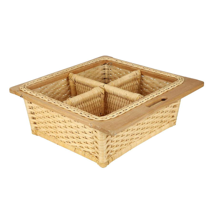Wicker Basket for Kitchen With Double Partition | Potato Basket 22.5 x 20 x 8 - Eliana - Akway Home Improvement > Shelf Baske
