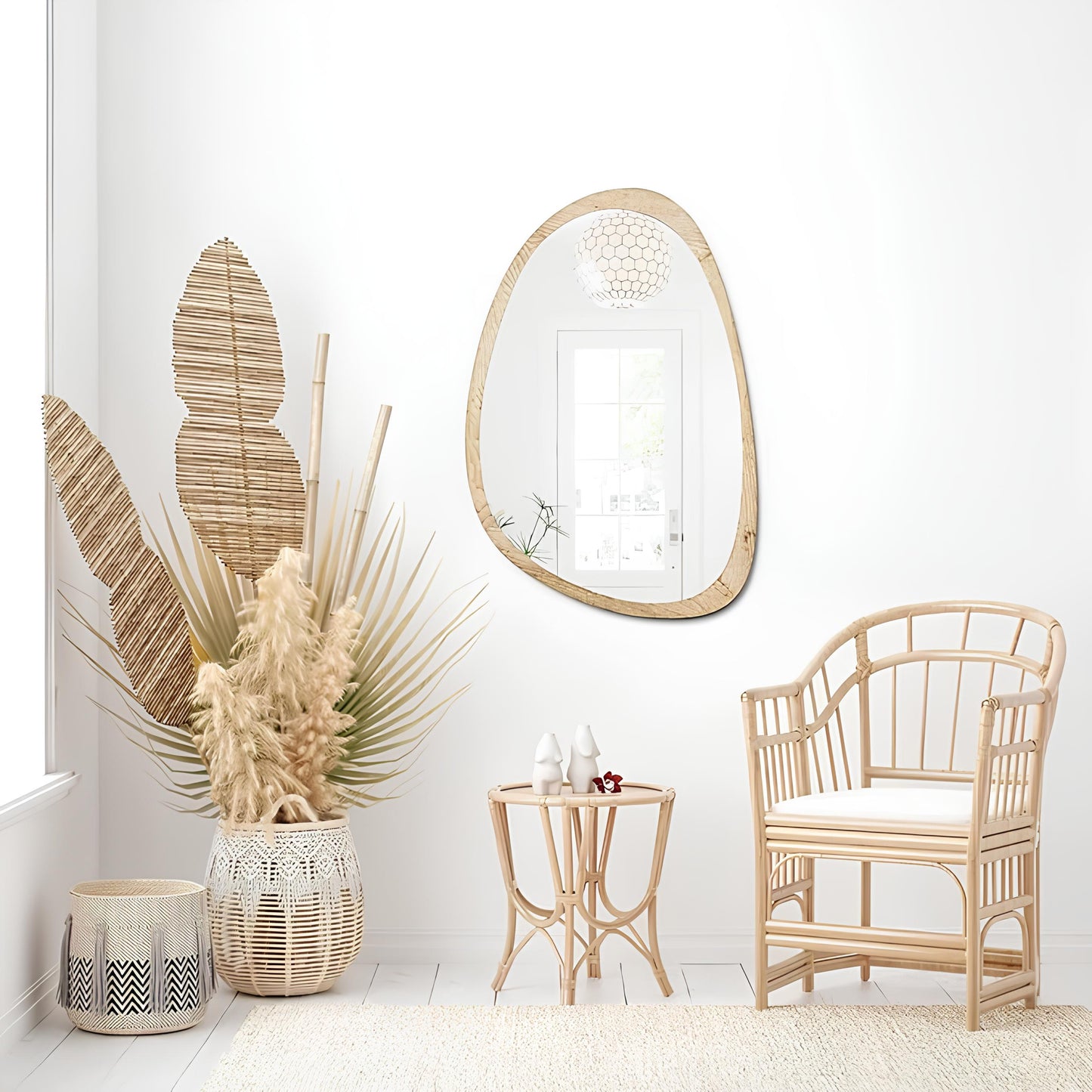 Bamboo Wall Mirror for living room | Cane Wall Mirror | Rattan Mirror - Bond