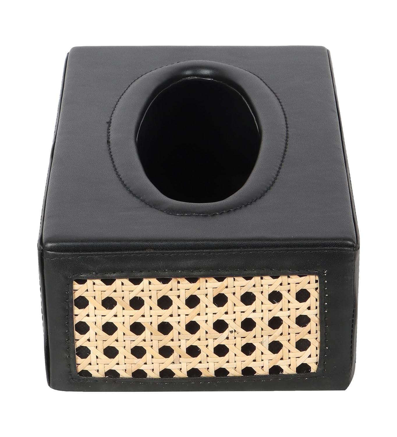 AKWAY Rattn Tissue Box Holder, Paper Napkin Holder, Cane Tissue Dispenser for Home, Cane Tissue Box for Bathroom, Bedroom, Office, Restaurant and Car Decoration- Rectangle Shape(Black) - Akway