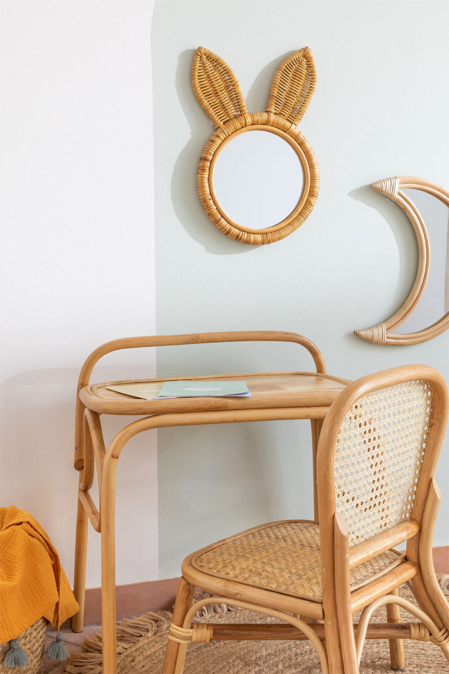 Bamboo Wall Mirror for living room | Cane Wall Mirror | Rattan Mirror - Kimaya - Akway Uncategorized (Image 4)
