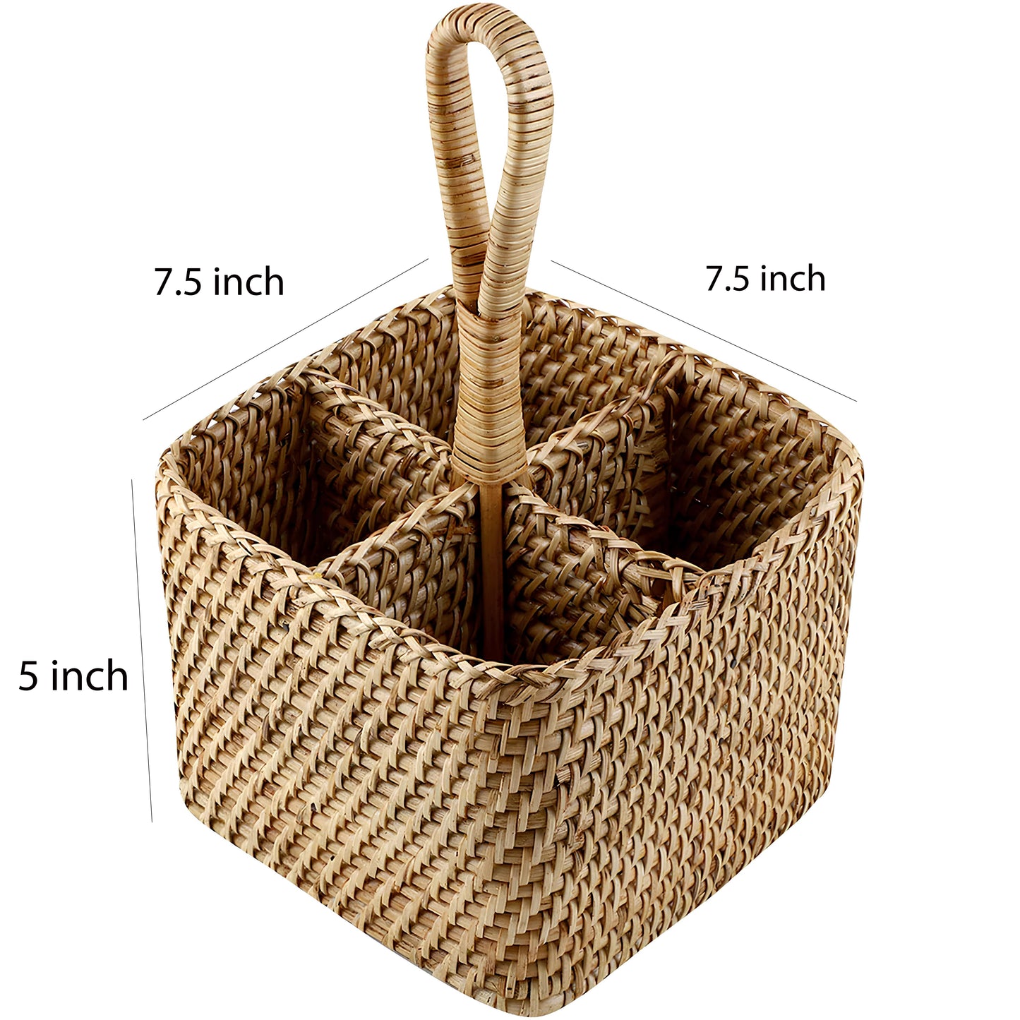 AKWAY Spoon Stand for Dining Table Chammach Stand | Wooden Cutlery Holder | Kitchen Rack Café resto-bar Tableware Keeping Spoons, Forks, Knives, Tissue Paper (7.5" W x 7.5" L x 5" H, Beige)