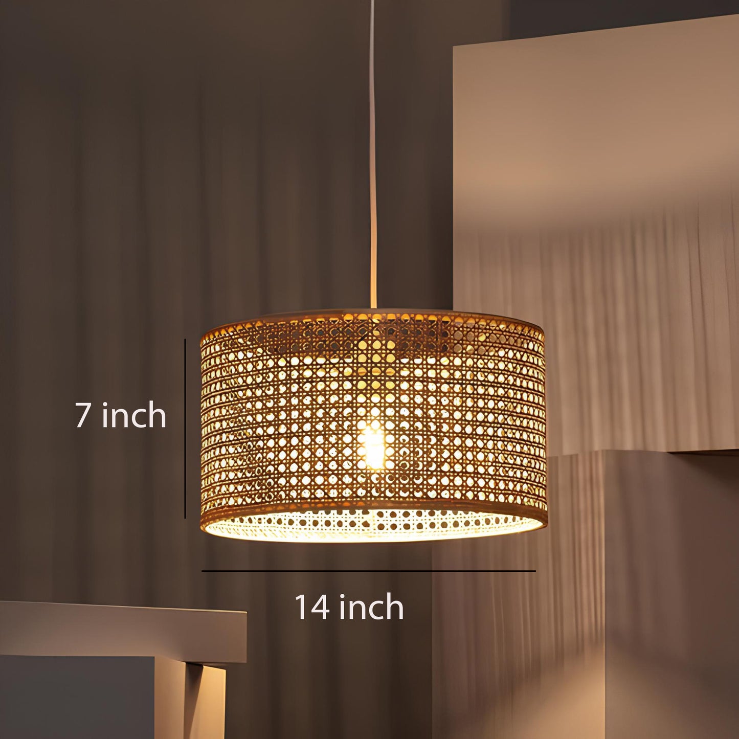Rattan Webbing Hanging Lamp