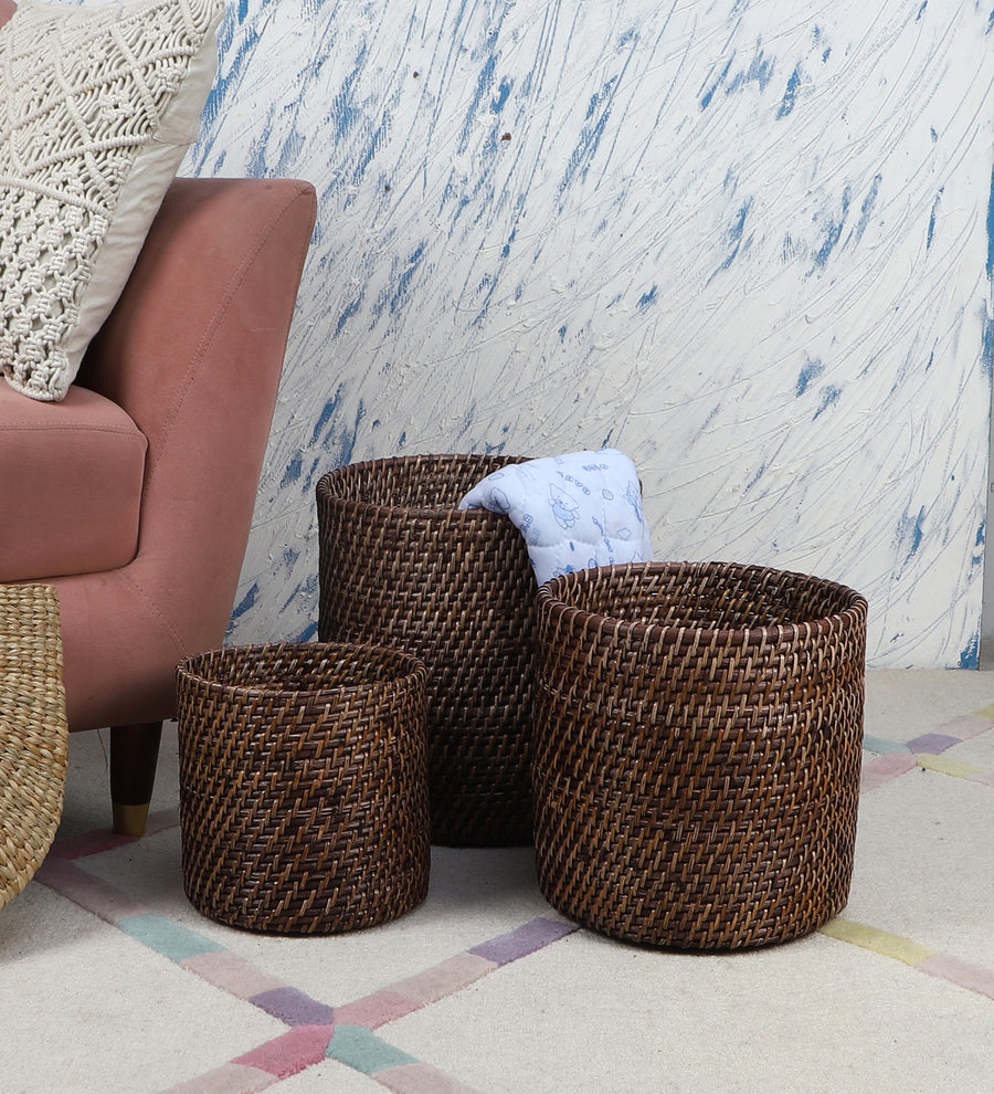 Rattan Planter | Cane Laundry Bin | Bamboo toy Storage - Mahika by Akway