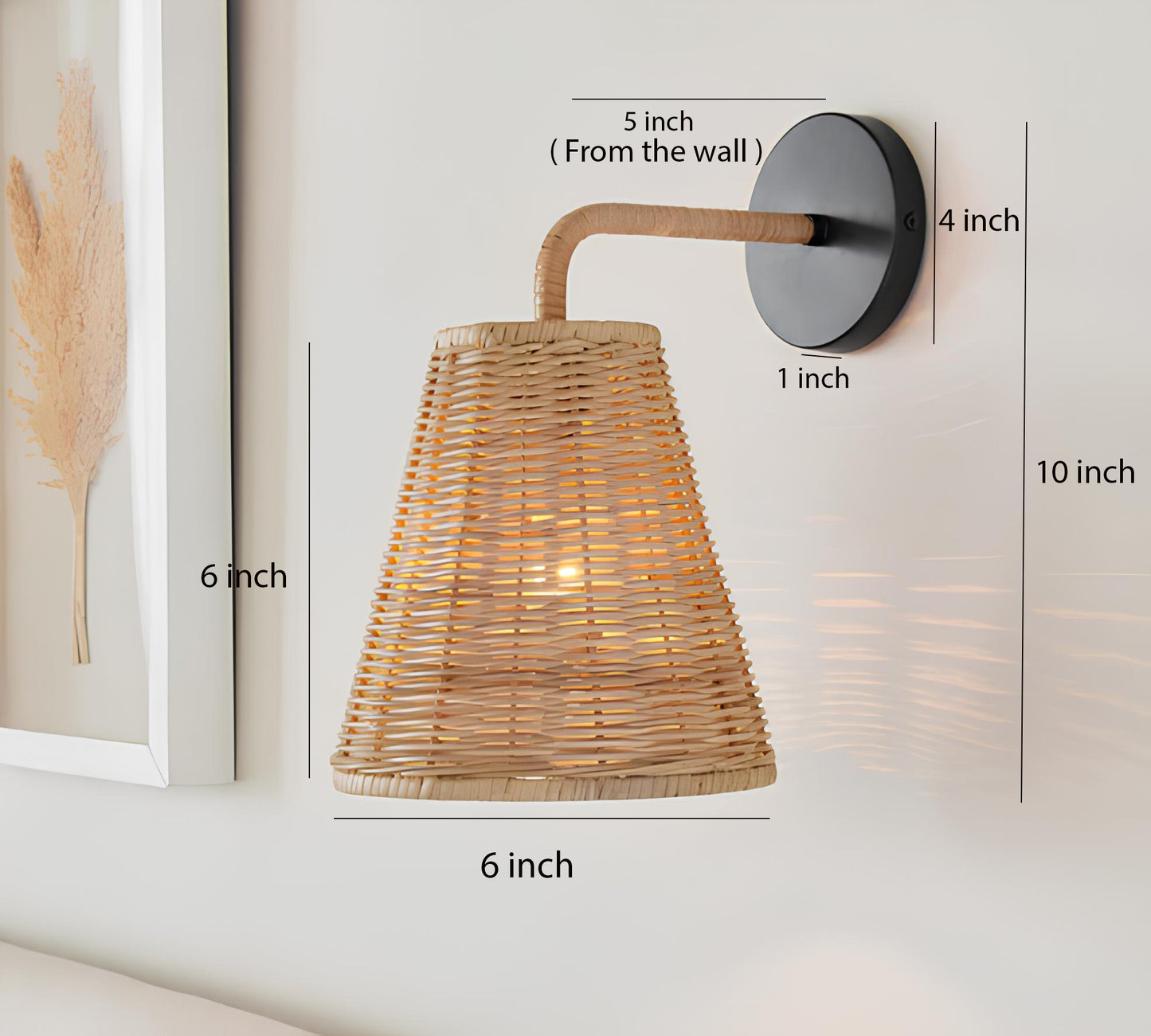 Bamboo Wall lamps For Living Room | Rattan Wall scones | Wicker Wall Lamps | Cane Wall Scones - Kashvi