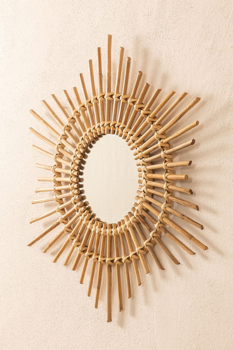 Bamboo Wall Mirror for living room | Cane Wall Mirror | Rattan Mirror - Krisha - Akway Uncategorized (Image 3)
