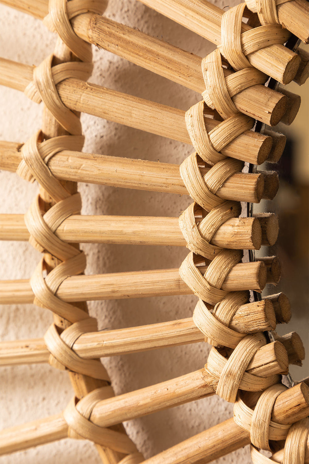 Bamboo Wall Mirror for living room | Cane Wall Mirror | Rattan Mirror - Krisha - Akway Uncategorized (Image 4)