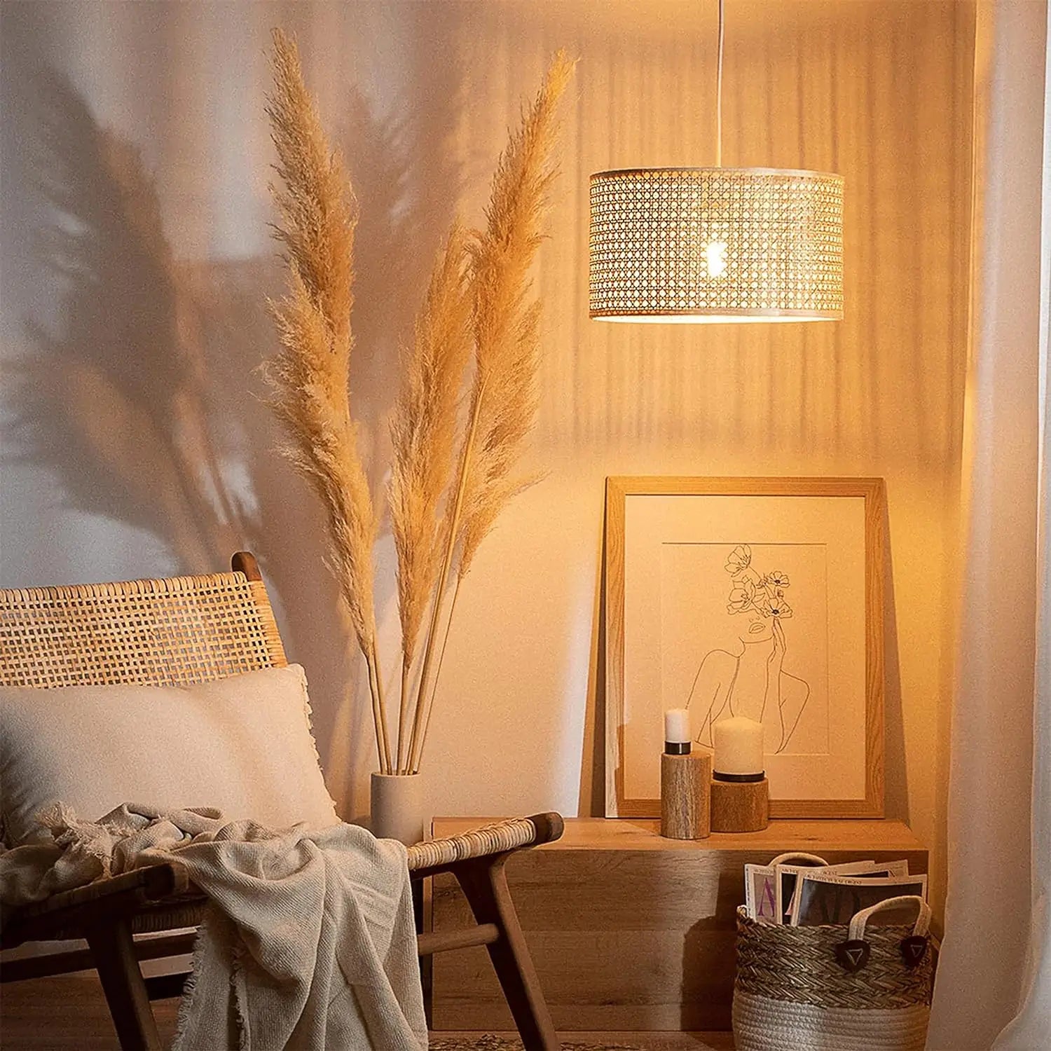 Rattan Webbing Hanging Lamp - Akway Lighting -> Pendant Lamp (Image 3)