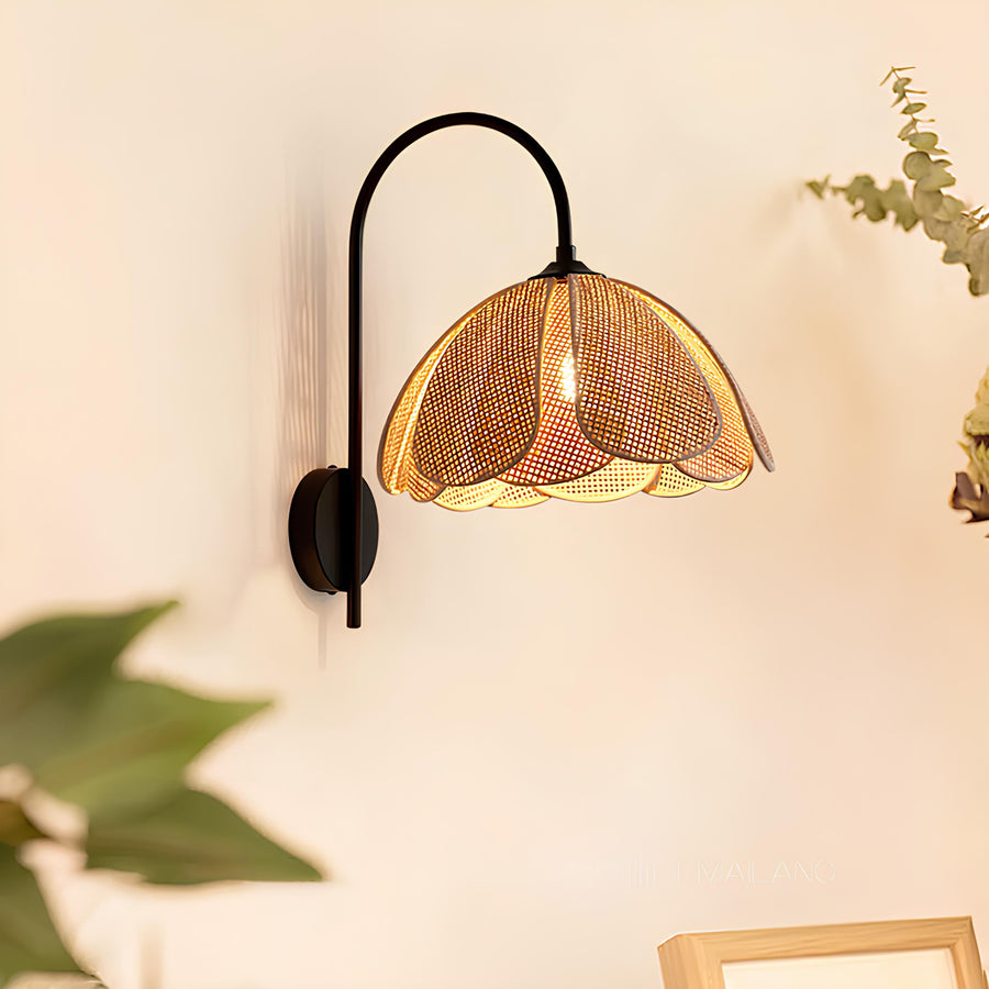 Bamboo Wall lamps For Living Room | Rattan Wall scones | Wicker Wall Lamps | Cane Wall Scones - Kimaya - Akway Lighting > Wal