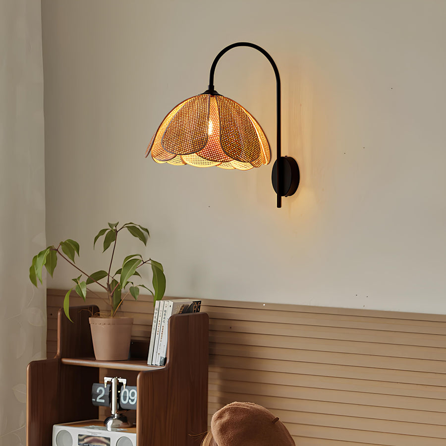 Bamboo Wall lamps For Living Room | Rattan Wall scones | Wicker Wall Lamps | Cane Wall Scones - Kimaya - Akway Lighting > Wal
