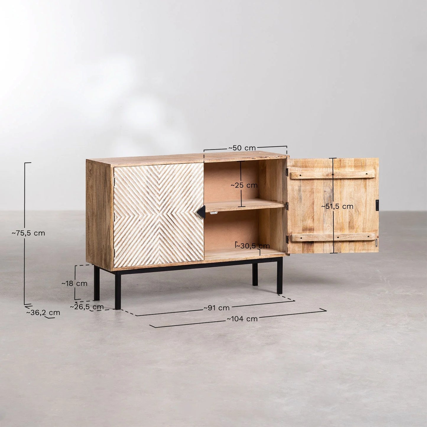 Mango Wood Sideboard | Mango Wood Cabinet -Mia - Akway Furniture > Sideboards (Image 6)