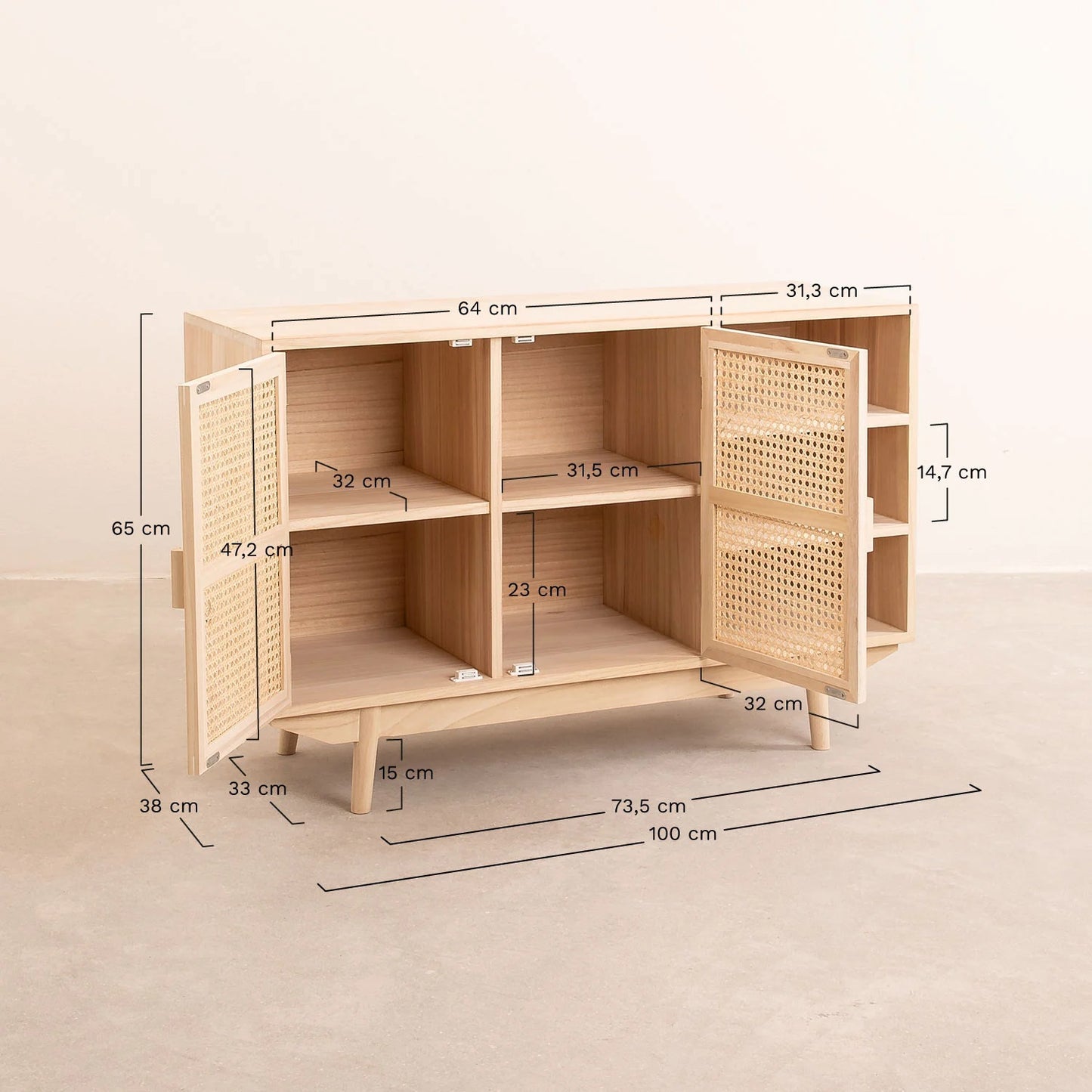 Wooden Sideboard with 2 Shelves | Wooden Cabinet - Adrika - Akway Furniture > Sideboards (Image 8)