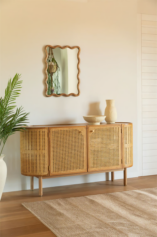 Rattan and Wood Sideboard | Wooden Cabinet - Aashna - Akway Furniture > Sideboards (Image 1)