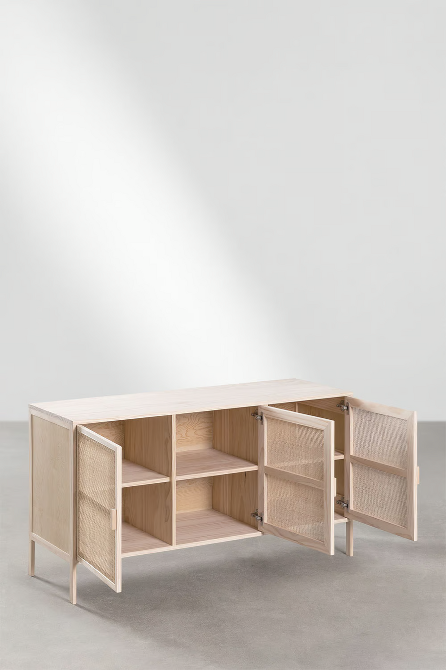 Rattan & Wood Sideboard | Wooden Cabinet -Arjita - Akway