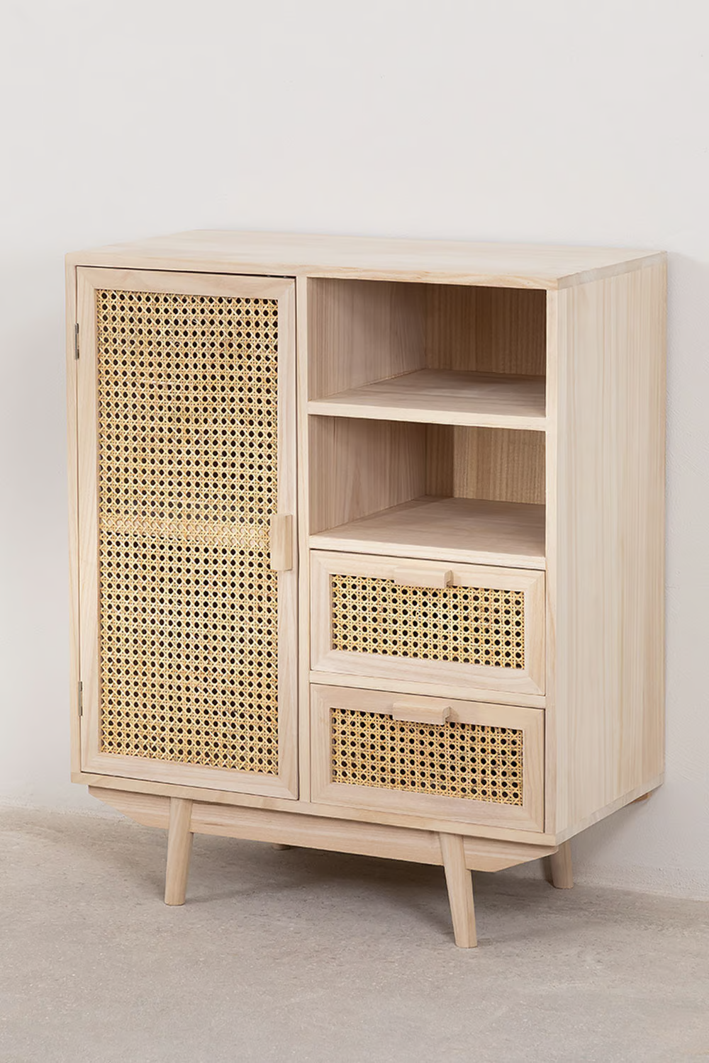 Rattan & Wooden Sideboard with Drawers | Wooden Cabinet -Anaisha - Akway Furniture > Sideboards (Image 3)
