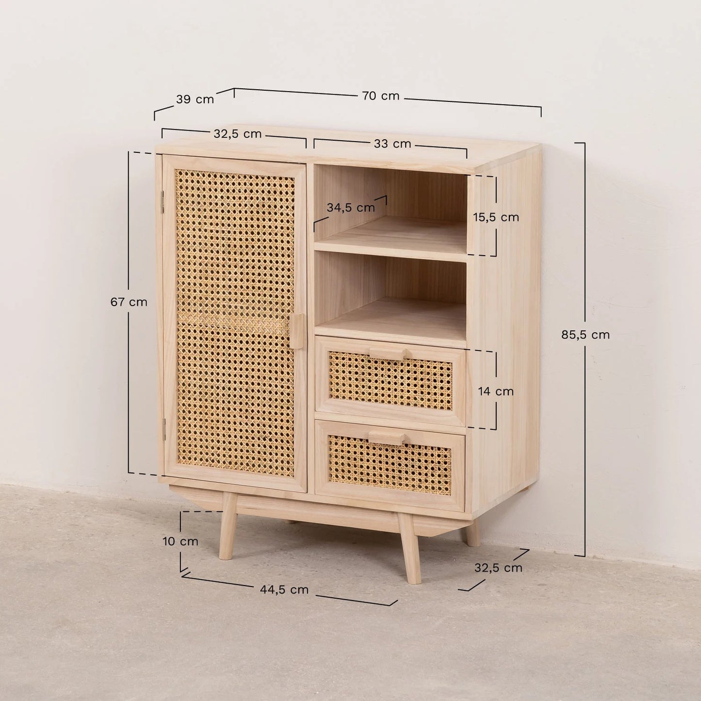 Rattan & Wooden Sideboard with Drawers | Wooden Cabinet -Anaisha - Akway Furniture > Sideboards (Image 8)