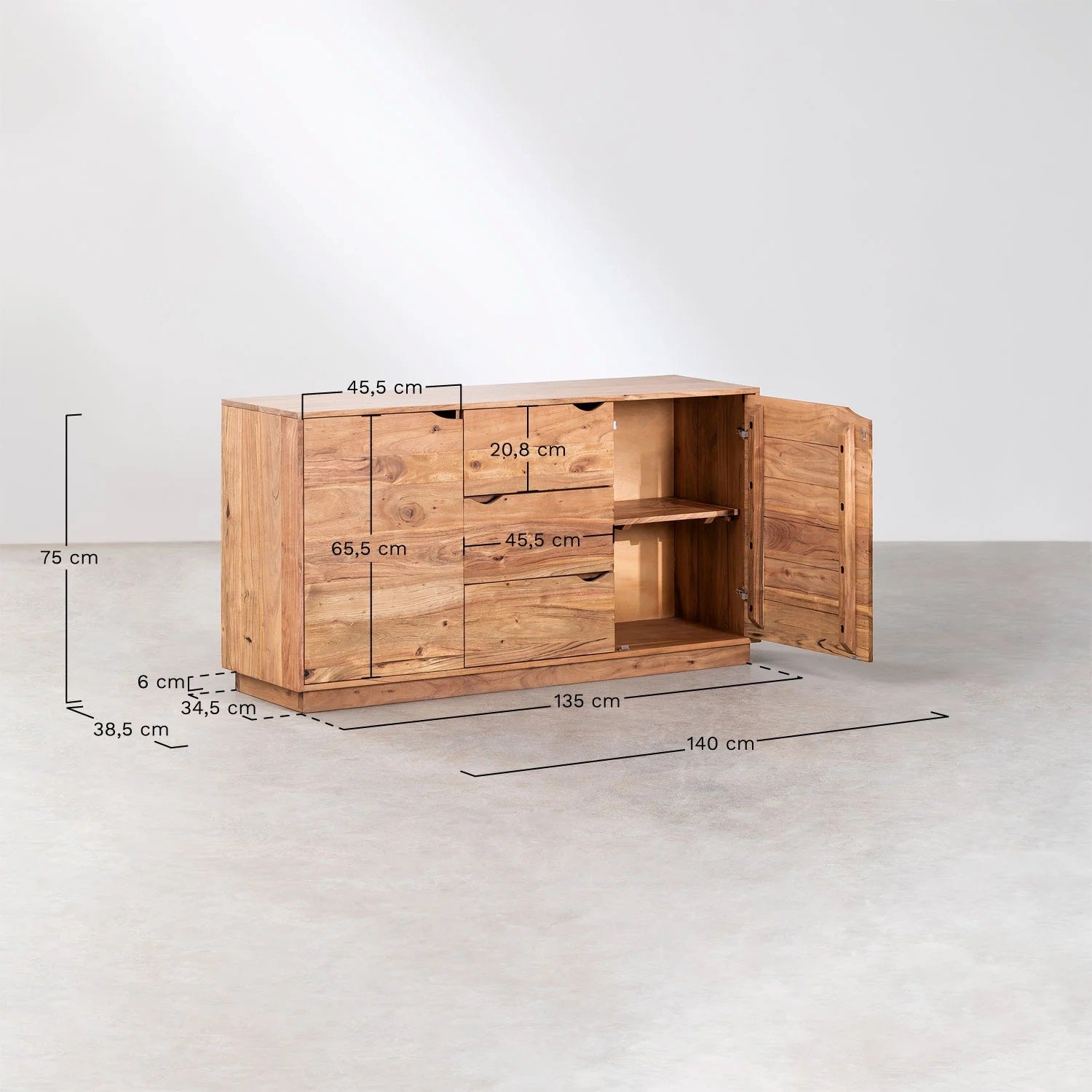 Sheesham Wood Sideboard | Wooden Cabinet -Avya - Akway Furniture > Sideboards (Image 8)