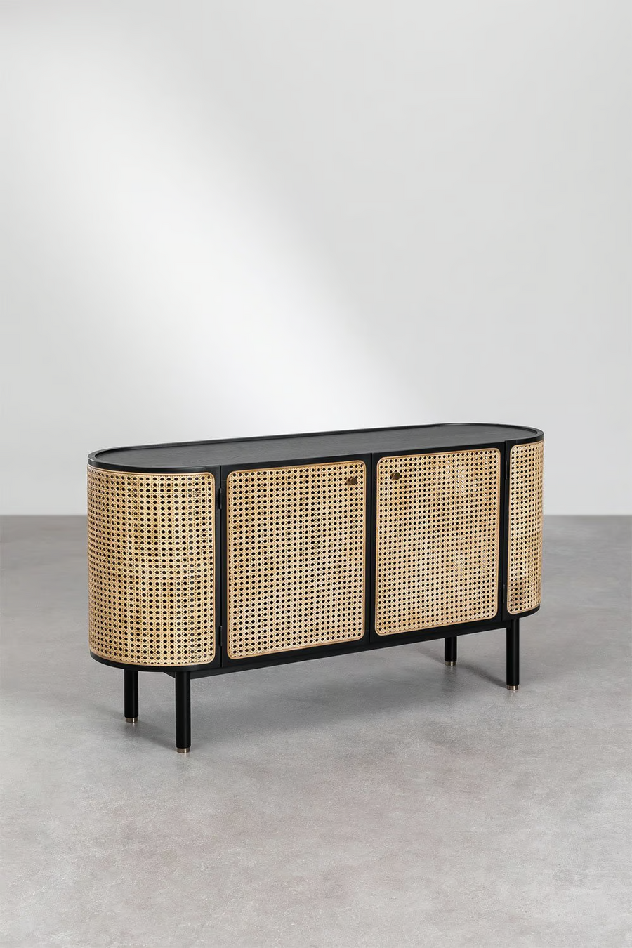 Rattan and Wood Sideboard | Wooden Cabinet - Anvi - Akway