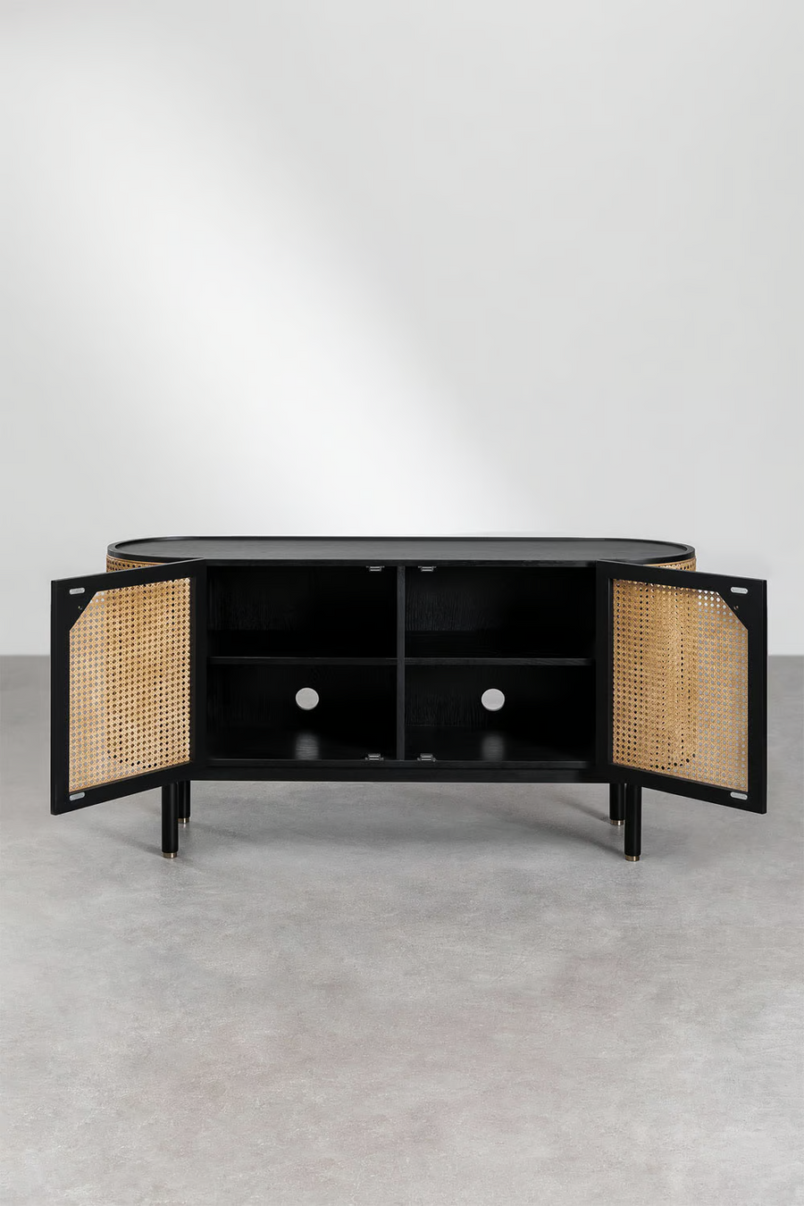 Rattan and Wood Sideboard | Wooden Cabinet - Anvi - Akway