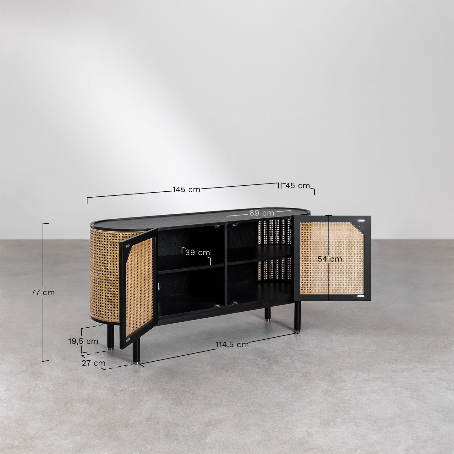 Rattan and Wood Sideboard | Wooden Cabinet - Anvi - Akway